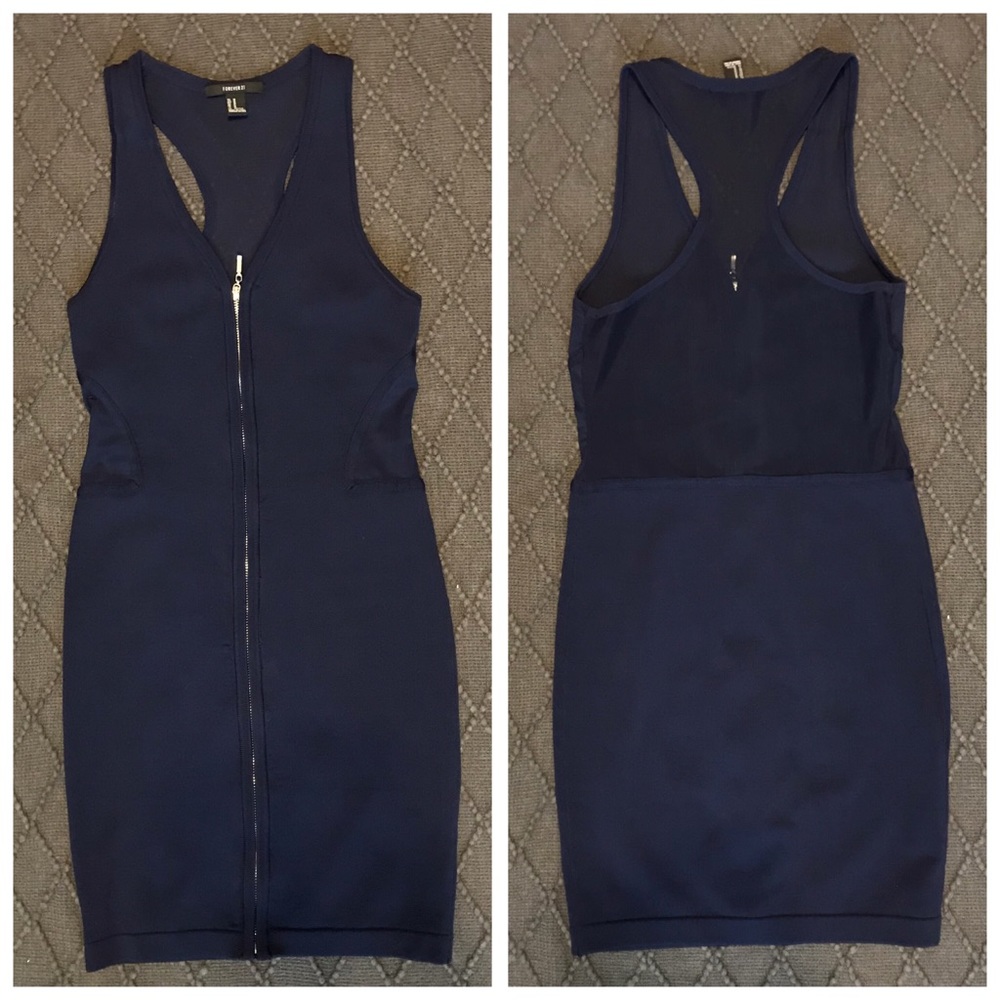 Forever 21 Navy Racerback Dress with zipper front
